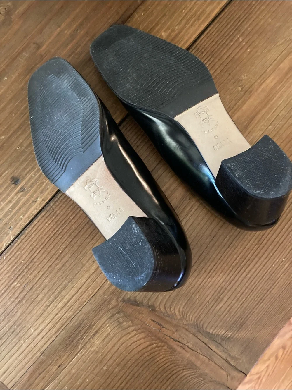 Amalfi Black Leather Square-Toe Pumps